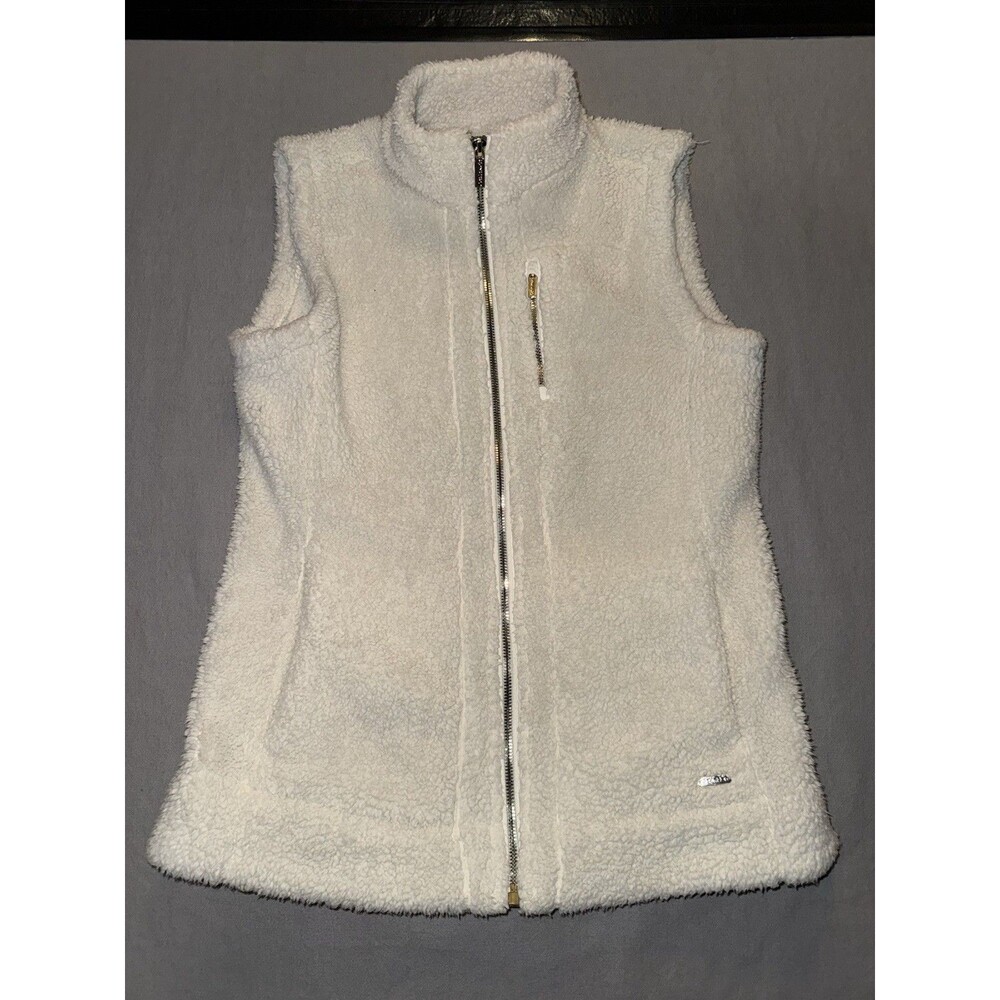 Calvin Klein Womens White Sherpa Full-Zip Vest Sleeveless Regular Fit XS